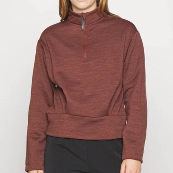 ATHLETA • NWT Altitude Polartec Half Zip Sweatshirt • Size L Mahogany Heather - Picture 8 of 9